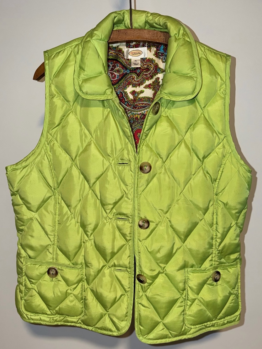 Talbots Lime Green Quilted Puffer Vest